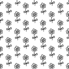 Seamless pattern with flowers. Floral background. Chamomile flowers isolated on white background