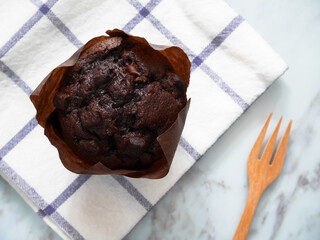 Chocolate muffin on the table