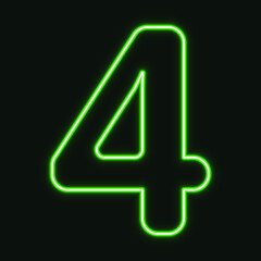 Creative Neon number Four vector illustration