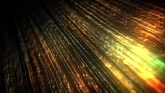 Abstract Glowing Light Strings Background With Depth Of Field/ 4k animation of an abstract wallpaper looped background of light stroke glowing and waving with ambien occlusion and depth of field