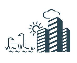 Obraz premium Vector illustration, logo of houses, cities and residential quarter.