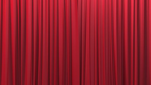 Red silk curtains opening up