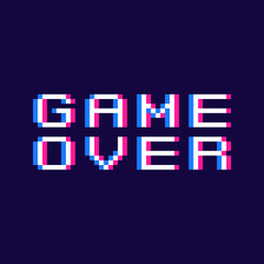Game over lettering in pixel art style. Vector object. Vector Illustration
