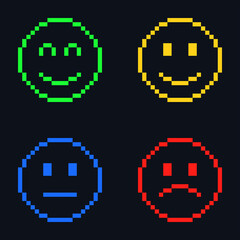 Emoji icons in pixel art style. Vector object. Vector Illustration