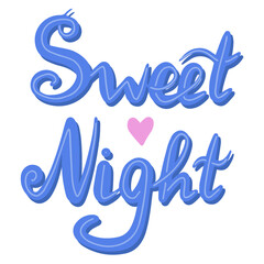 Obraz premium Hand drawn colorful calligraphic lettering of wish good night and sweet dreams. Vector typography poster. Can be used on pillow, bed linen, fabric, stickers, toys. Cute card, poster, banner design.