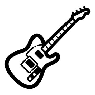 Telecaster Guitar Flat Icon Isolated On White Background