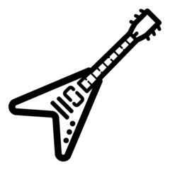 Electric Guitar Flat Icon Isolated On White Background