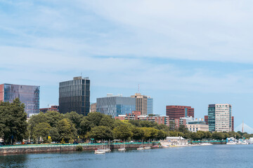 Panoramic picturesque Boston city view skyline and Massachusetts Institute of Technology campus at...