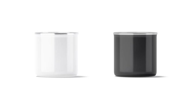 Blank black and white enamel mug mockup, looped rotation