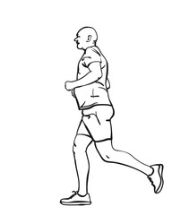 Fototapeta na wymiar Sketch of running man, Hand drawn vector linear illustration