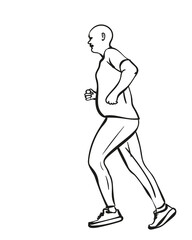 Sketch of running man, Hand drawn vector linear illustration