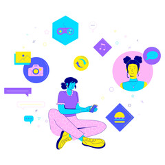 A girl chats in a messenger