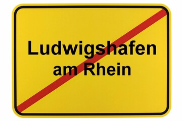 Illustration eines Stadtausgangsschildes der Stadt Ludwigshafen am Rhein