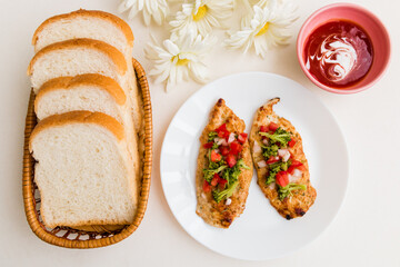 grilled chicken steak with vegetables