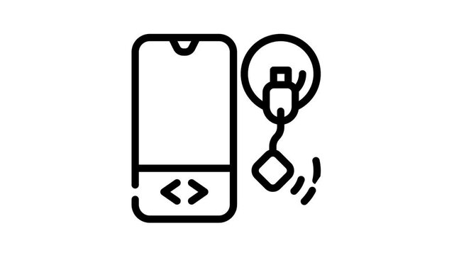 mobile control ems training animated line icon mobile control ems training sign. isolated on white background