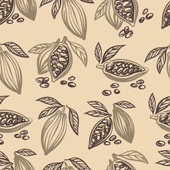 Vector pattern with cocoa beans