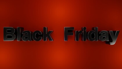Black friday sale red promotion background with 3d letters.