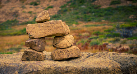 inukshuk of rocks in Newfoundland