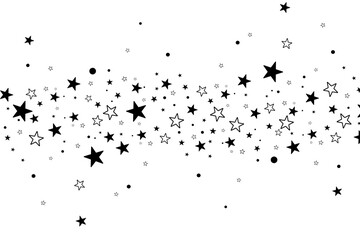 Stars on a white background. Black star shooting with an elegant star.Meteoroid, comet, asteroid, stars.