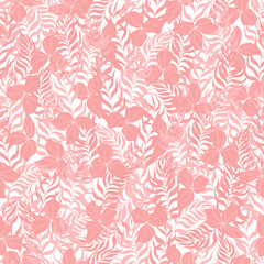 Fototapeta na wymiar vector seamless pattern flowers with leaves. Botanical illustration for wallpaper, textile, fabric, clothing, paper, postcards