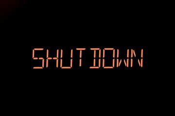 Shutdown message on an electronc screen - obrazy, fototapety, plakaty
