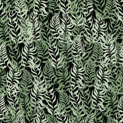 seamless pattern vector palm tree leaves gold leaves and contours on background. For textiles, packaging, fabrics, wallpapers, backgrounds, invitations. Summer tropics