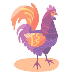 Cartoon farm bird vector illustration. Hen, rooster, chicken vector character design. Flat design print with bird.