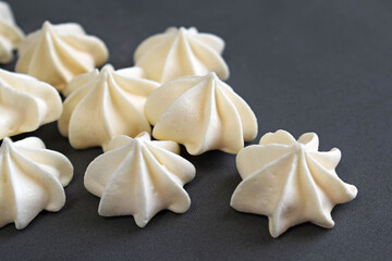 Homemade meringue cookies. Sweet food. French dessert.