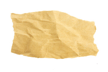 Brown paper torn of paper on white background 