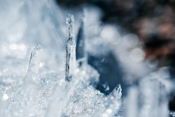 Obraz na płótnie Canvas Ice crystal macro photography, background