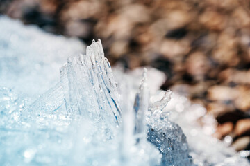 Obraz na płótnie Canvas Ice crystal macro photography, background