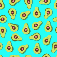 vector seamless pattern cute avocado with hearts. Background for stationery, fabrics, websites, packaging and invitation cards