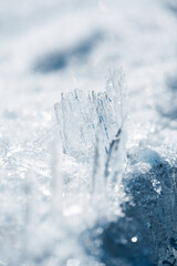 Naklejka na ściany i meble Ice crystal macro photography, background