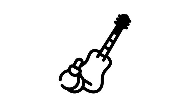 guitar and castanets animated line icon guitar and castanets sign. isolated on white background