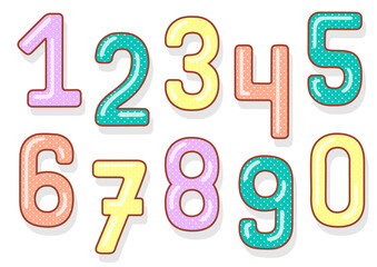 Funny numbers set. Vector illustration with cute kids numbers.