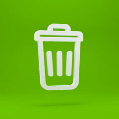 Garbage Trash minimal icon Symbol in 3D rendering isolated on green background