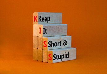 KISS keep it short and stupid symbol. Concept words KISS keep it short and stupid wooden blocks....