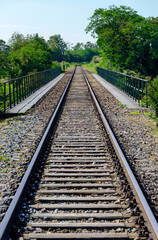 Fototapeta na wymiar end of the rails of the Wachau railway in the village of Emmersdorf on the Danube river, Austria