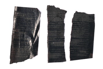 Black carbon paper isolated on white background, top view