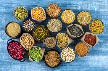 Main food seeds in close-up