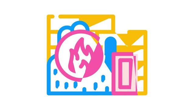 flame proof building material animated color icon flame proof building material sign. isolated on white background