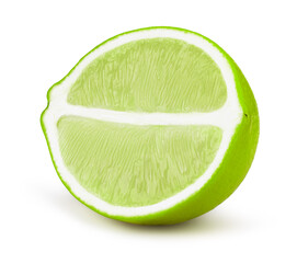 Half of lime fruit slice isolated on white