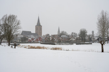 Winterswijk seen from the Scholtenbrug on a winter day