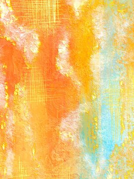 Digital image made in acrylic technique with textures and gold, colored background with texture