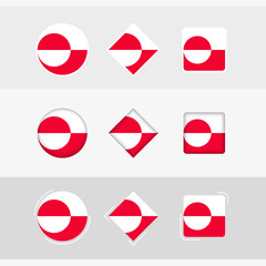 Greenland flag icons set, vector flag of Greenland.