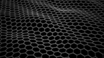 Futuristic hexagon wave . HUD element. Technology concept. 3d landscape. Big data.