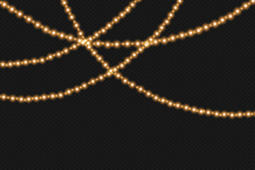 Christmas lights isolated on dark background. Christmas glowing garlands