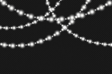 Christmas lights isolated on dark background. Christmas glowing garlands