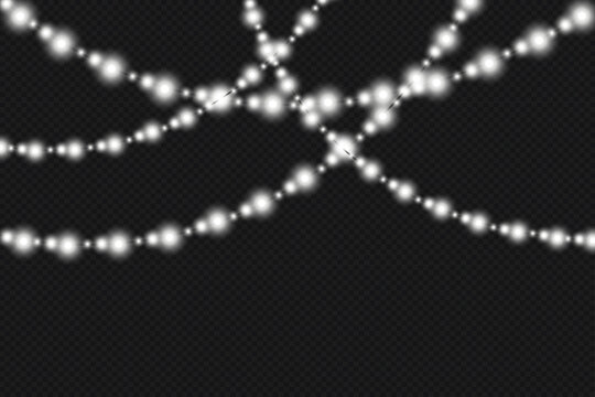 Christmas lights isolated on dark background. Christmas glowing garlands