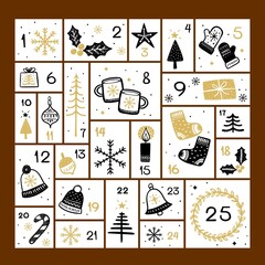 Naklejka premium black golden advent calendar vector design illustration